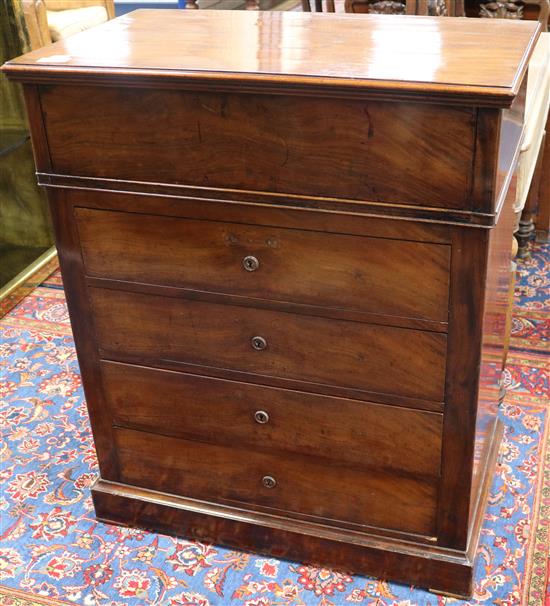 A 19th century French mahogany wash stand, converted to a writing desk, W.2ft 8in.